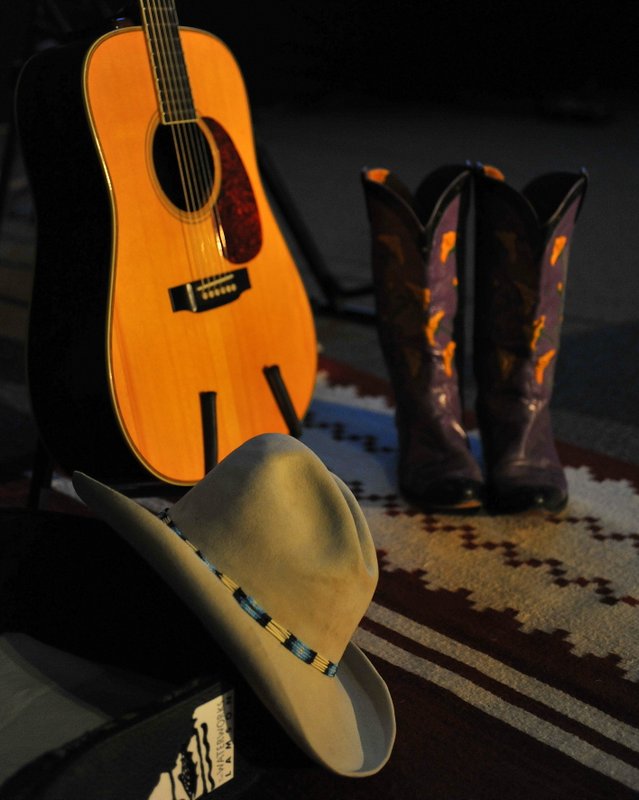 Chuck's hat, boots, guitar
